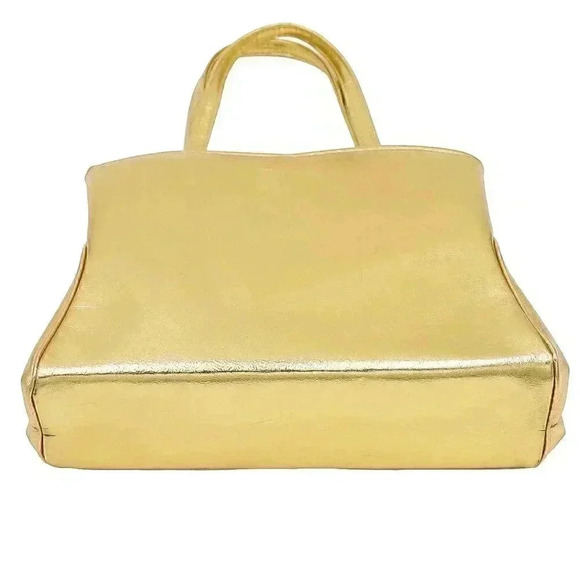 50s Gold Mid Century Kiss Lock Handbag Top Handle Bag Formal Evening Bag Wedding - Picture 3 of 6